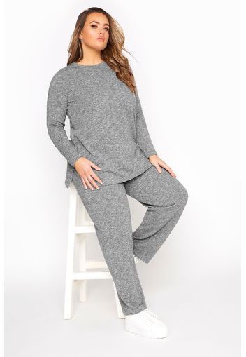 Große größen graue metallic jogginghose mit weitem bein 46