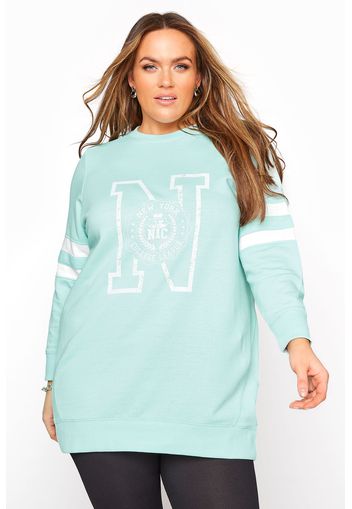 Große größen mint blaues sweatshirt mit streifen & new york grafik 46