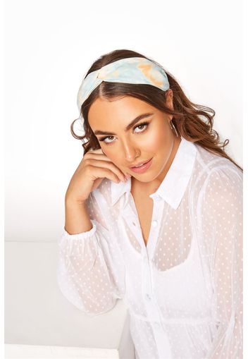 Pale blue tie dye twist headband