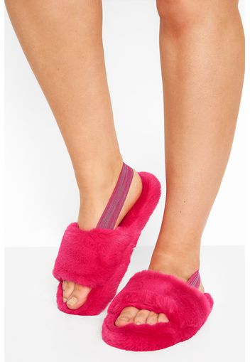 Pinke vegane slingback fellpantoffel, passform regular fit