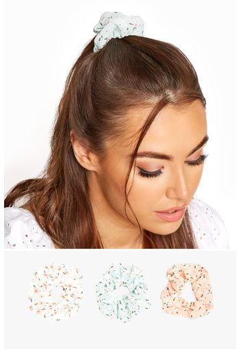 3er pack florale scrunchies in verschiedenen pastelltönen