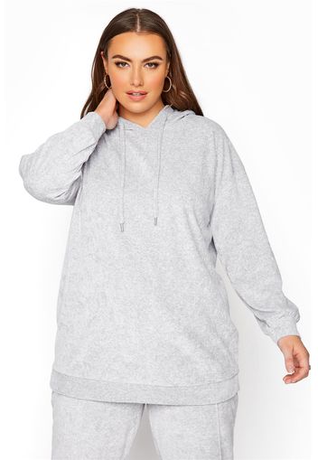 Große größen grau melierter velour hoodie | 44