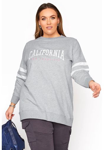 Große größen graues sweatshirt mit streifen & california slogan 42