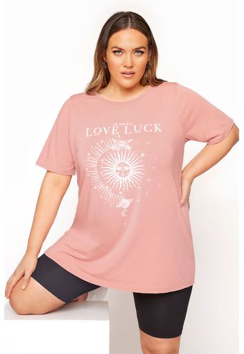 Große größen limited collection pinkfarbenes 'love luck' slogan tshirt 48