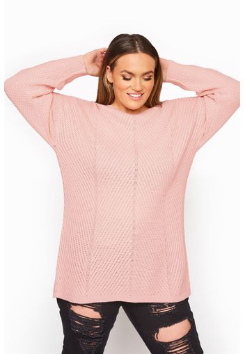 Große größen rosafarbener oversized strickpullover 42-44