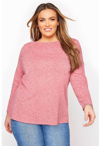 Große größen langärmeliges leoparden shirt, pink 48