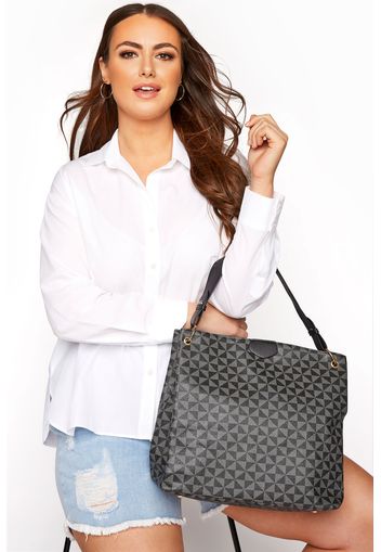 Graue schultertasche mit geometrischem print