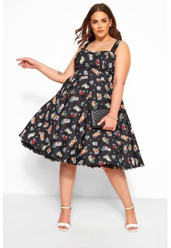 Große größen hell bunny "pina colada tiki"kleid  schwarz 58-60