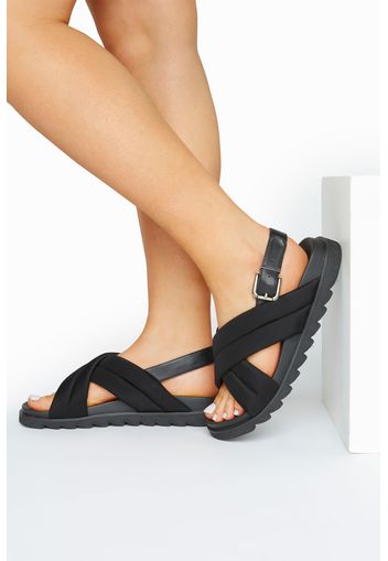 Limited collection schwarze gepolsterte sandalen in extra weiter passform