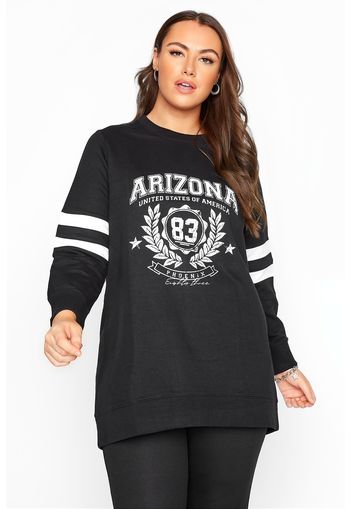 Große größen schwarzes sweatshirt mit streifen & arizona slogan 62-64