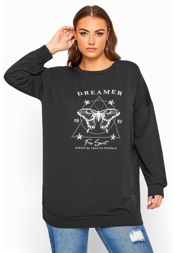 Große größen limited collection sweatshirt mit schmetterlingdruck  schwarz 46