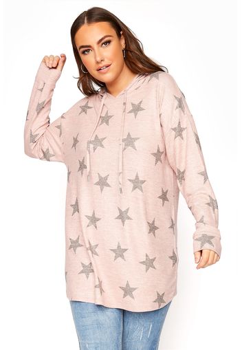 Große größen pink star print hoodie 50-52