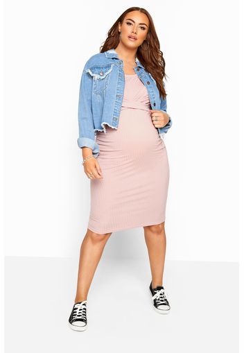 Bump it up maternity anliegendes jerseykleid mit raffung  altrosa