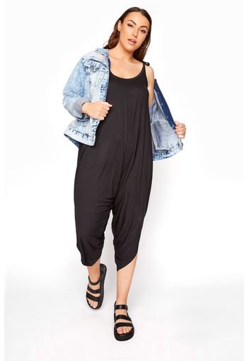 Große größen black harem jersey jumpsuit 62-64