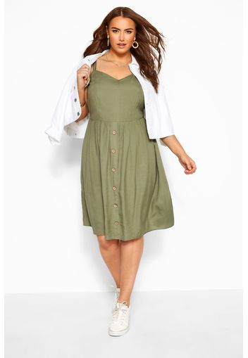 Große größen leinenlooksommerkleid  khaki 52