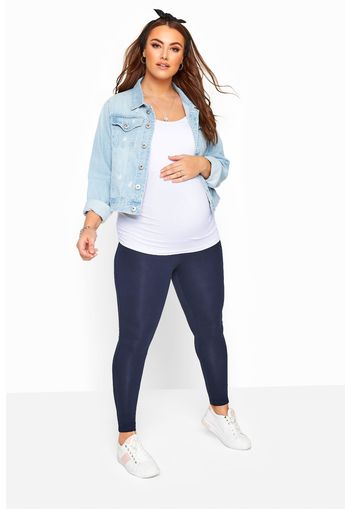 Bump it up maternity baumwollleggings mit elastischem bauchband  navy