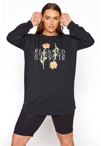 Große größen limited collection schwarzes sweatshirt mit 'blessed' schriftzug 46