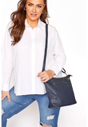 Blue dual strap zip detail shoulder bag