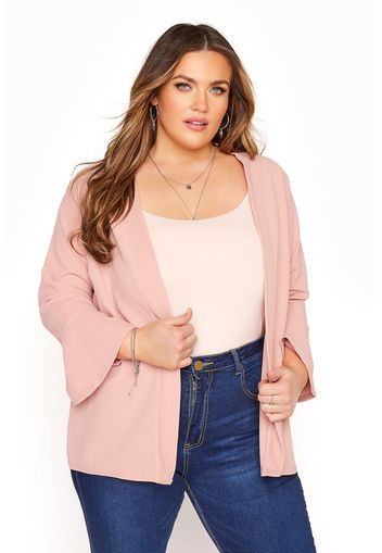 Große größen yours london pink fluted sleeve jacket 54-56