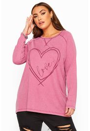 Große größen sweatshirt mit herzgrafik  rosa verwaschen 46