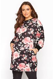 Bump it up maternity schwarzes florales tunika kleid mit taschen