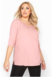 Große größen shirt mit vausschnitt, rosa meliert 44