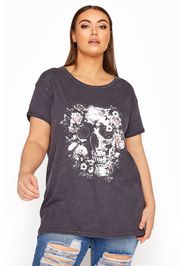 Große größen graues totenkopf tshirt in acid waschung 58-60