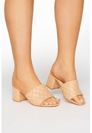 Limited collection nude quilted heeled mules in extra wide fit