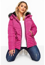 Große größen steppjacke mit pelzbesatz  pink 54-56