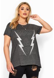 Große größen tshirt mit "rock & roll"schriftzug  grau 58-60