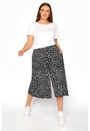 Große größen schwarze culotte mit gepunktetem animal print 62-64