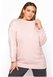 Große größen rosafarbenes sweatshirt mit langen streifen am ärmel 54-56