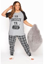 Graues pyjama set mit 'ya snooze  ya lose' schriftzug