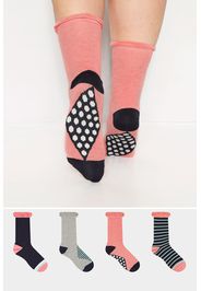 4erpack socken mit bunten streifenmustern  rosa/dunkelblau