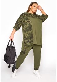 Große größen limited collection camouflage colour block lounge jogginghose, khaki 56