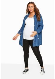 Bump it up maternity baumwollleggings mit elastischem bauchband  schwarz