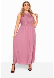 Große größen yours london bodenlanges spitzenkleid  rosa 58-60