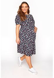 Bump it up maternity florales midi kleid mit puffärmeln