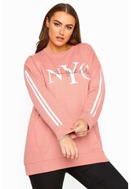 Große größen collegesweatshirt mit streifen  pink/weiß 54-56