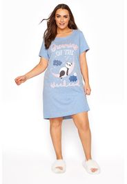 Glitzerndes nachthemd mit panda print & 'dreaming of the weekend' schriftzug, blau