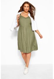 Große größen leinenlooksommerkleid  khaki 52