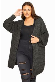 Große größen oversize strick cardigan mit ballonärmeln, anthrazit 46-48