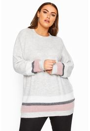 Große größen glitzerstrickpullover mit colorblock  grau/pink 46-48