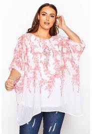 Große größen yours london pinkfarbene florale cape bluse 50