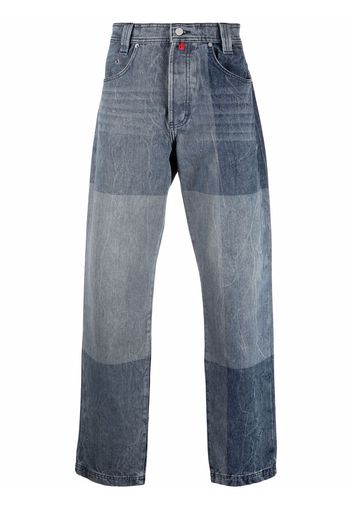 032c Gerade Jeans in Colour-Block-Optik - Blau