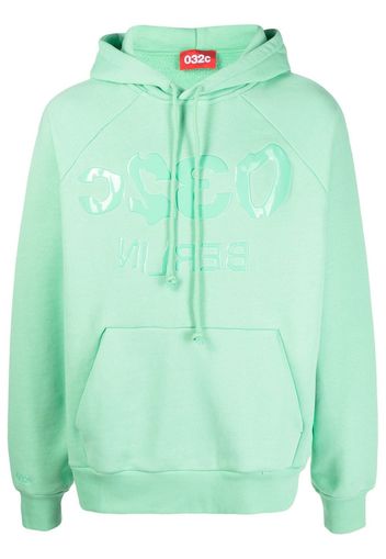 032c logo-print pullover hoodie - Grün