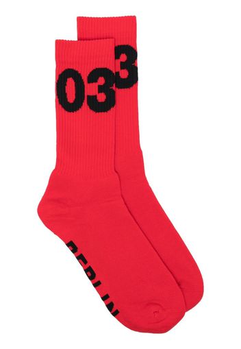 032c intarsia-knit ankle socks - Rot