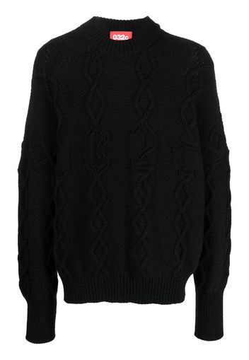 032c cable-knit crew neck jumper - Schwarz