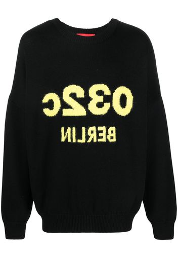 032c intarsia-knit logo crew-neck jumper - Schwarz