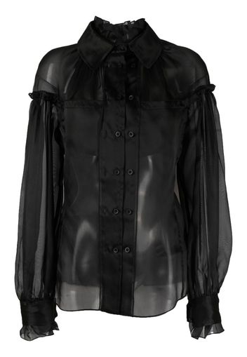 032c sheer-panel detail blouse - Schwarz